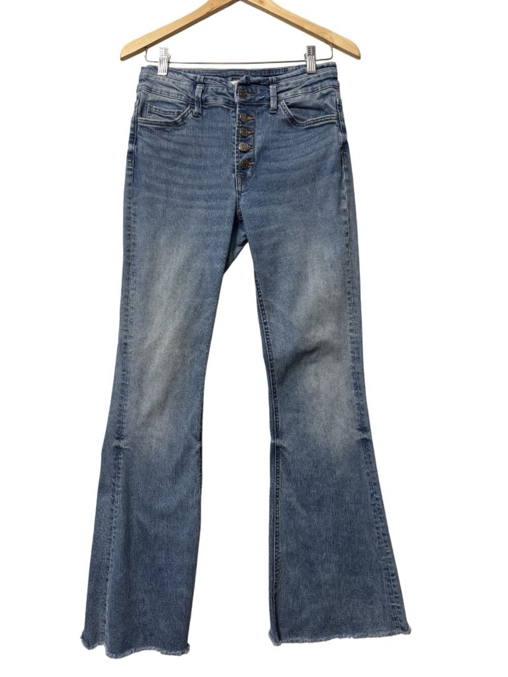 Vervet Womens Distressed Flare Denim Jeans Size 28 Cotton Blend Mid Rise